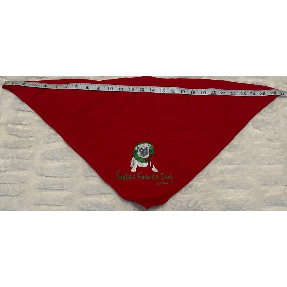 Old Navy Christmas Holiday Santa's Favorite Dog PUG Dog Red Bandana ONE SIZE - Picture 7 of 11